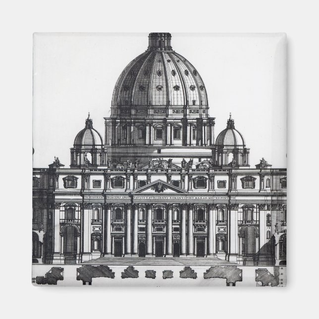 Aimant Plan de Saint-Pierre, Rome, gravé par (Devant)