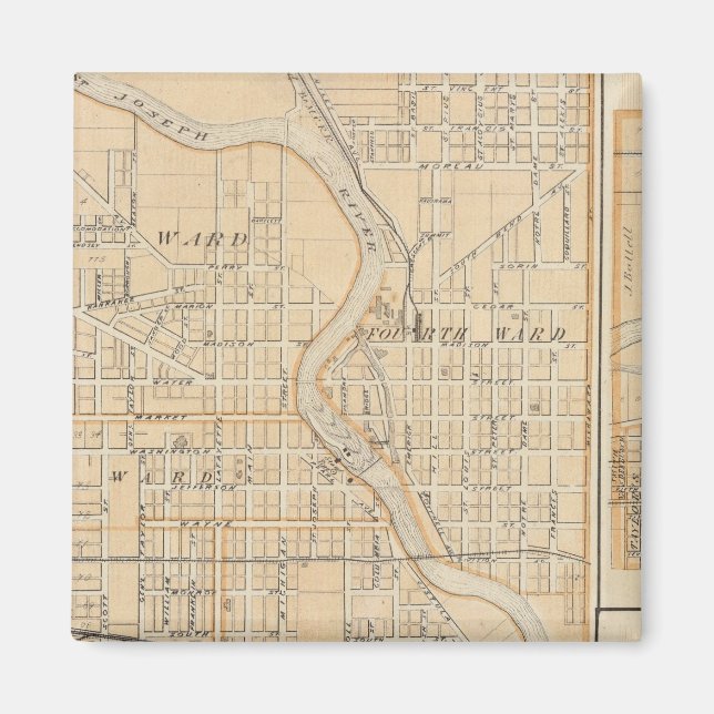 Aimant Plan de South Bend avec Mishawaka (Devant)