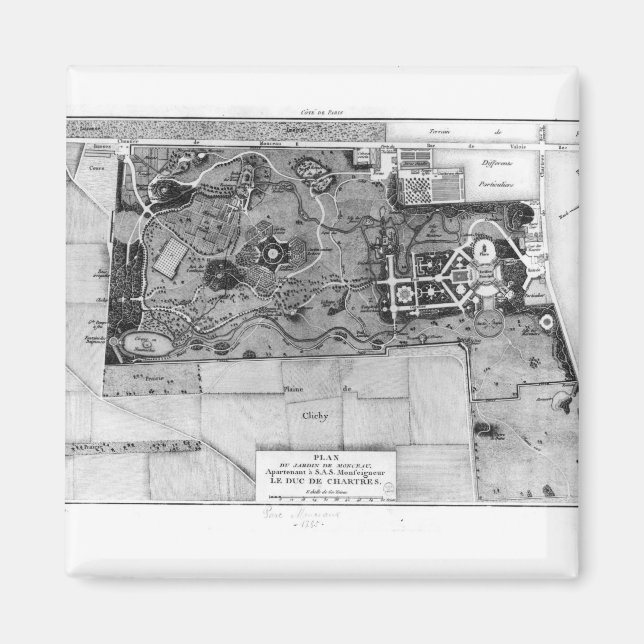 Aimant Plan du Parc Monceau à Paris (Devant)