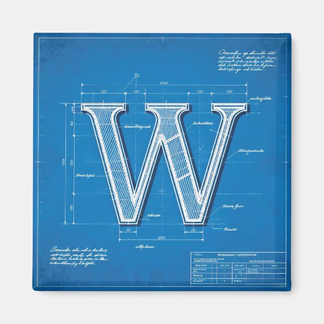 Aimant Plan lettre monogramme W (Devant)