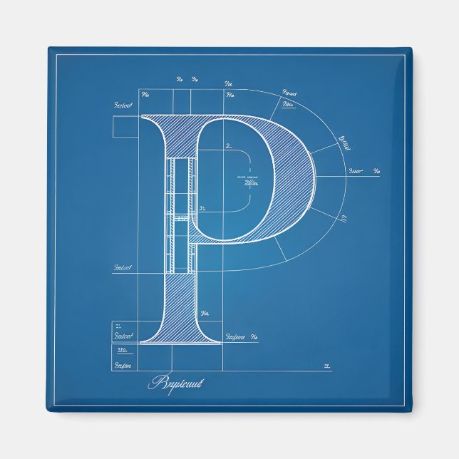 Aimant Plan Monogramme Lettre P (Devant)