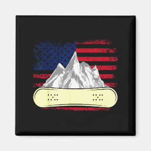 Aimant Planche à neige ski drapeau américain