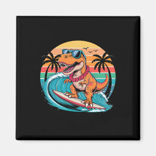Aimant Planche de surf dinosaure drôle plage été surfant 