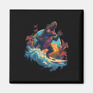 Aimant Planche de surf dinosaure plage surf surfeur dinos