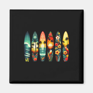 Aimant Planches de surf drôles amateur de surf hawaïen tr