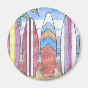 Aimant PLANCHES DE SURF (rond)