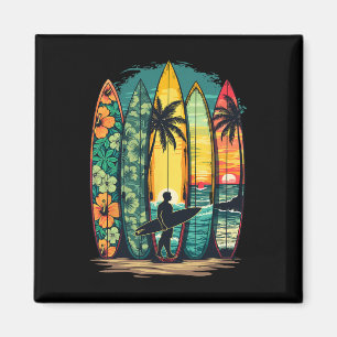 Aimant Planchiste Hawaï Vague Passionné de Surf Plage Sur