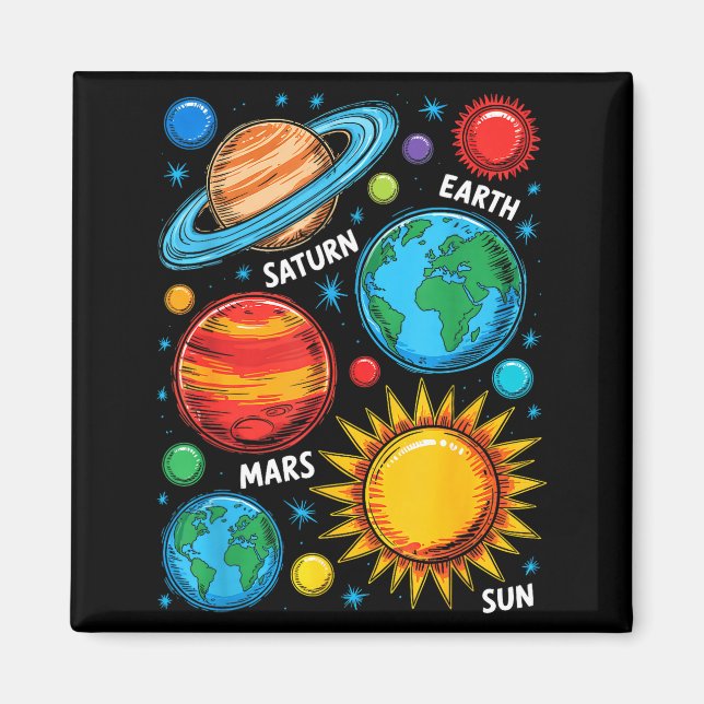 Aimant Planètes du système solaire Terre Mars Saturne Sol (Devant)