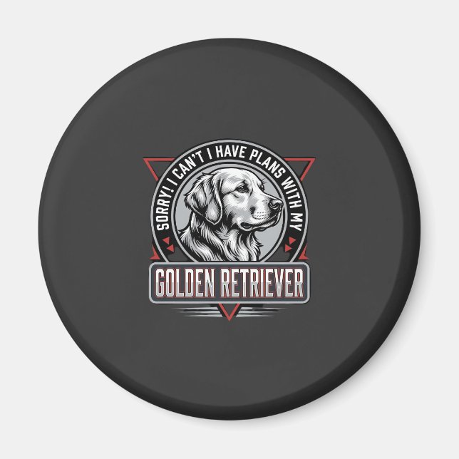 Aimant Plans de Retriever doré Conception de badge de chi (Devant)