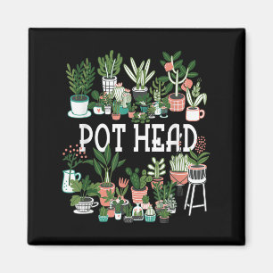 Aimant Plante Lover Et Gardener_ Pot Tête Succulente Cour