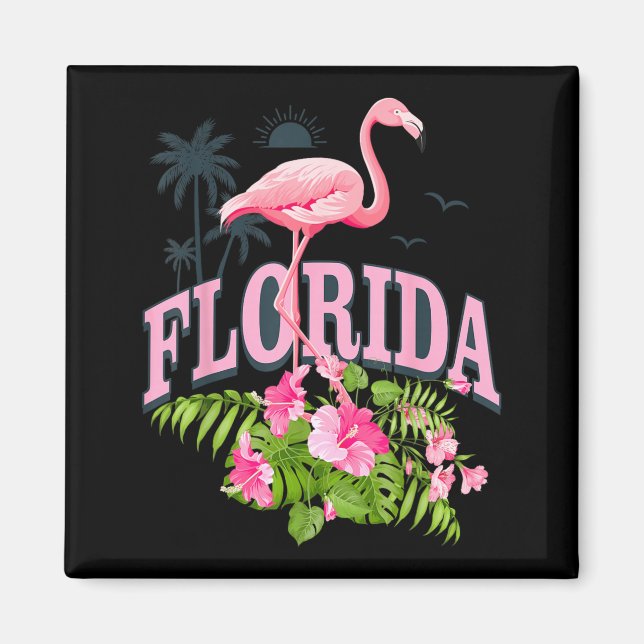Aimant Plantes tropicales de Floride Flamant Souvenir Été (Devant)
