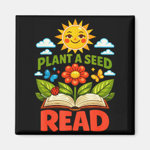 Aimant Plantez une graine livre de bibliothèque de lecteu