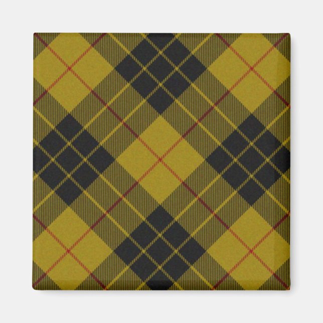 Aimant Plaque noire jaune tartan MacLeod (Devant)