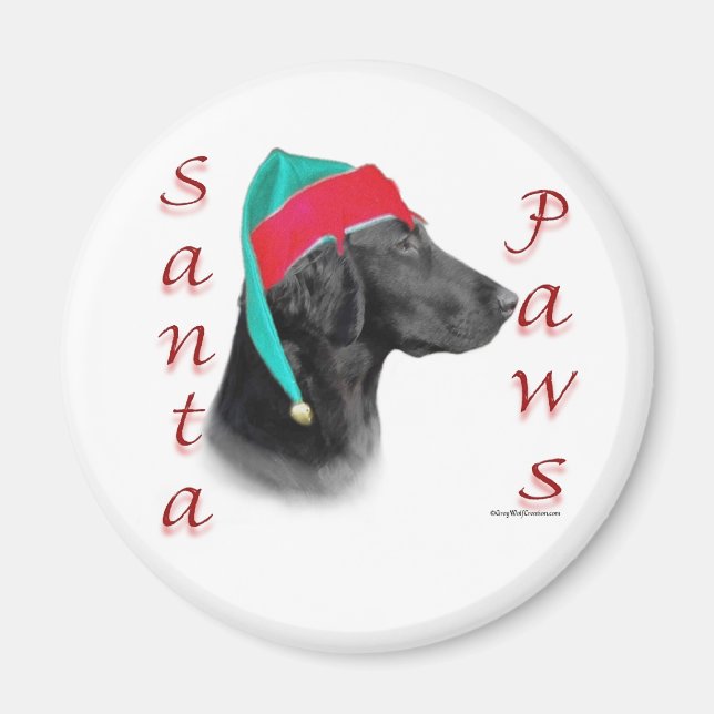 Aimant Plaques Père Noël Retriever à revêtement plat (Devant)