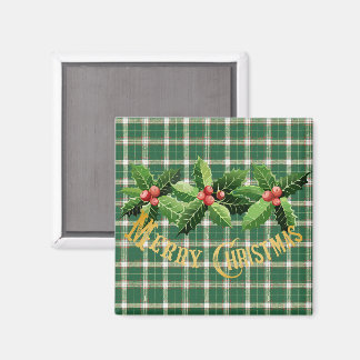 Aimant Plat blanc vert de Noël