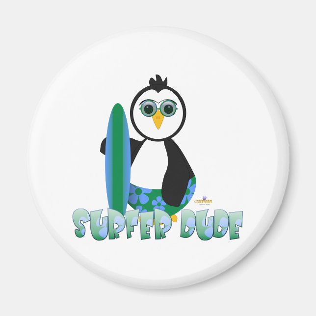 Aimant Plateau De Surf De Tenue De Pingouin Avec Surfer D (Devant)