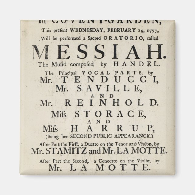 Aimant Playbill annonçant une performance (Devant)