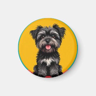 Aimant Playful Black And Gray Terrier Puppy Portrait
