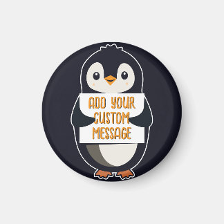 Aimant Playful penguin with a sign for your message