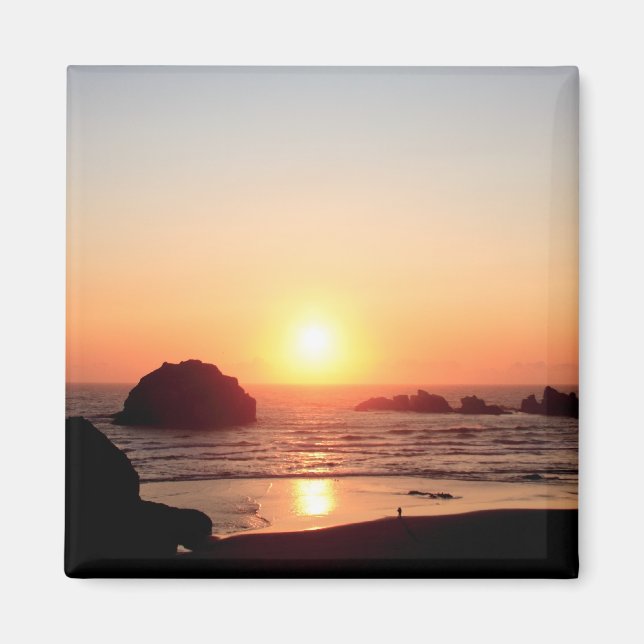 Aimant Pleine couleur face Rock Sunset Oregon Coast Magne (Devant)