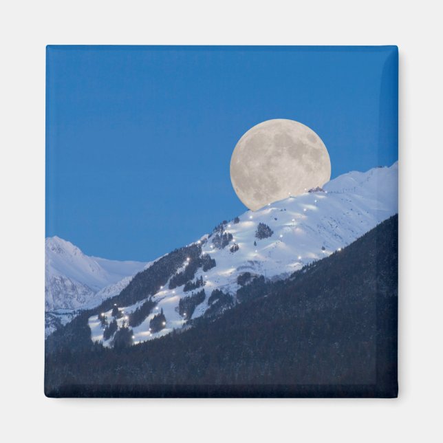 Aimant Pleine lune Sur Alyeska Station De Ski, Alaska (Devant)