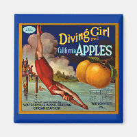 Plongée Pommes Vintage Fruit Crate Étiquette