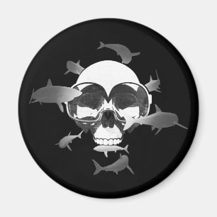 Aimant Plongée sous-marine Crâne et requins Design graphi