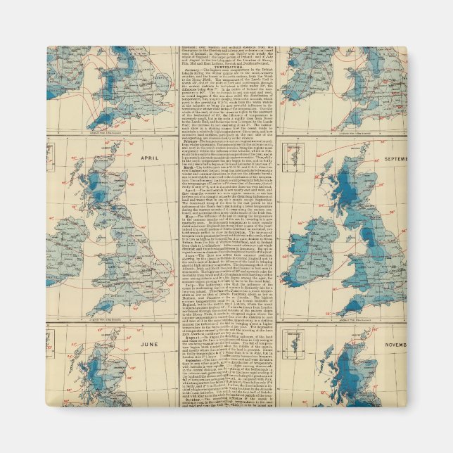 Aimant Pluie, température, îles britanniques (Devant)