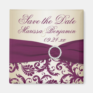 Aimant Plum et Champagne Mariage damassé Favoriser l'aima