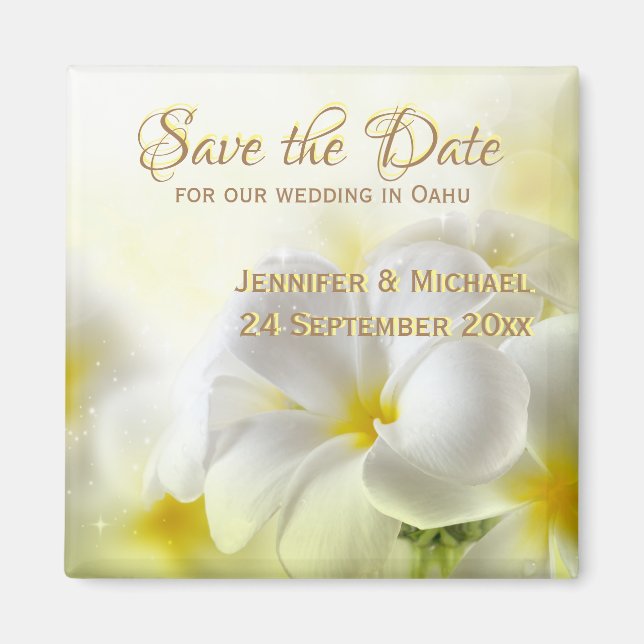 Aimant Plumeria blanche hawaïenne (Devant)