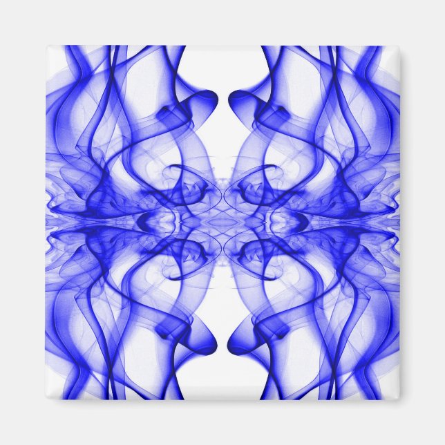 Aimant Plumes de fumée bleue sur blanc (Devant)
