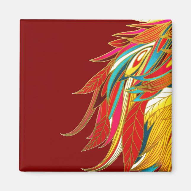 Aimant Plumes Exotiques Rouges (Devant)
