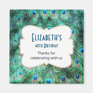 Aimant Plumes Wild Peacock Personnalisé Anniversaire Favo