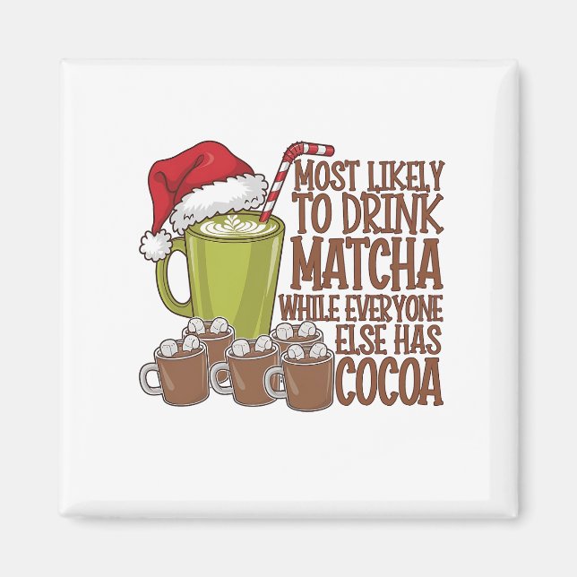 Aimant Plus susceptible de boire du Matcha et de regarder (Devant)