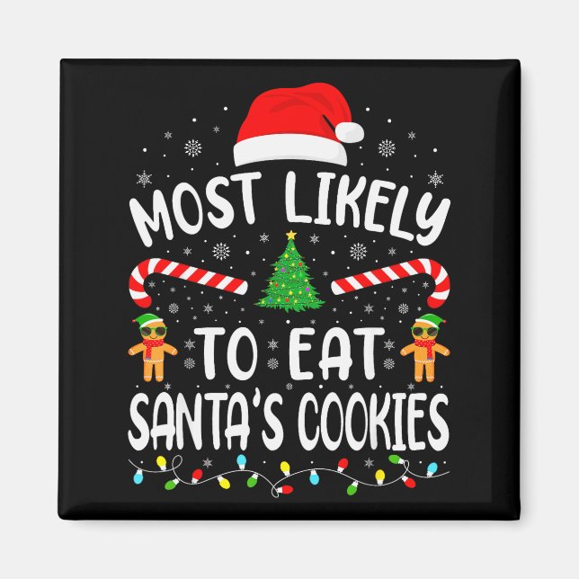 Aimant Plus Susceptible De Manger Les Cookies De Santa En (Devant)