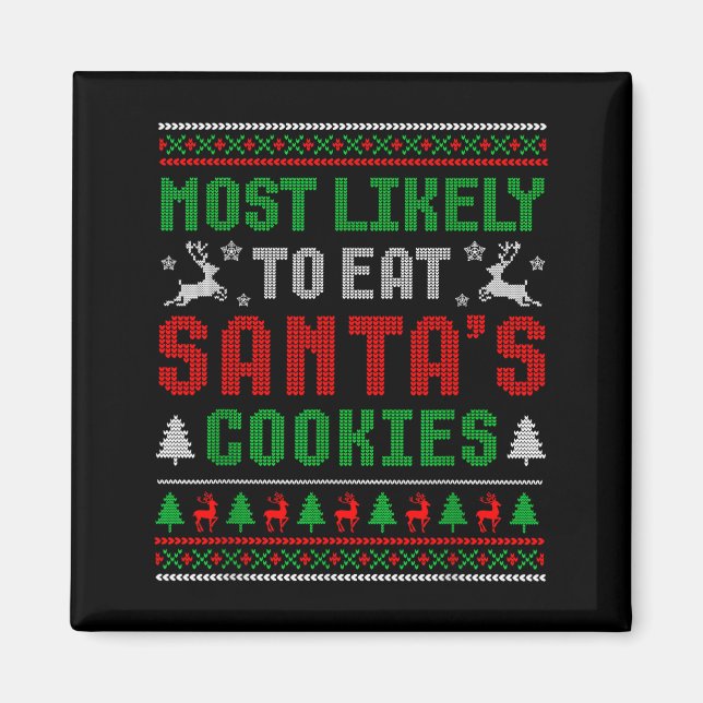 Aimant Plus Susceptible De Manger Les Cookies De Santa Fa (Devant)