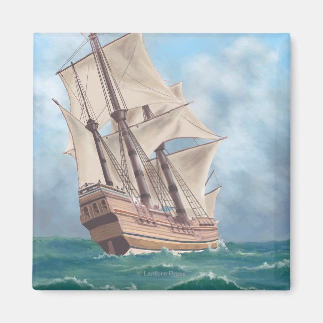 Aimant Plymouth, MassachusettsVue du Mayflower (Devant)