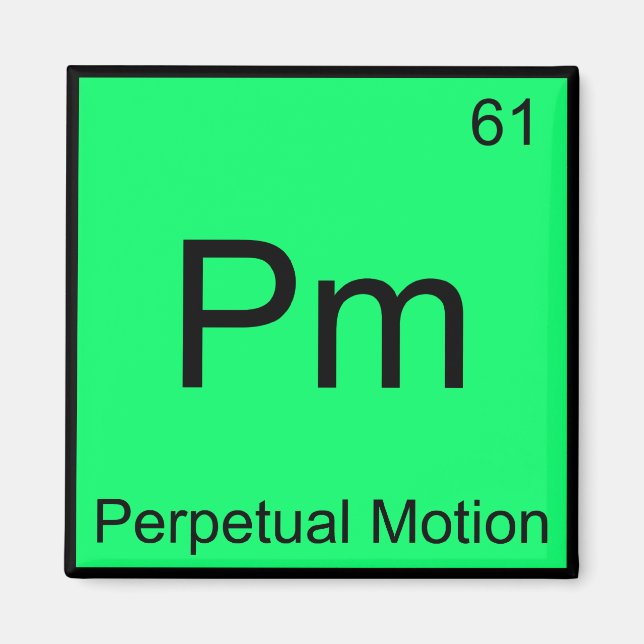 Aimant Pm - Symbole de l'élément de chimie du mouvement p (Devant)