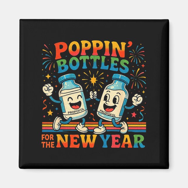 Aimant Pn’ Bottles For The New Year Funny Nurse Medical G (Devant)