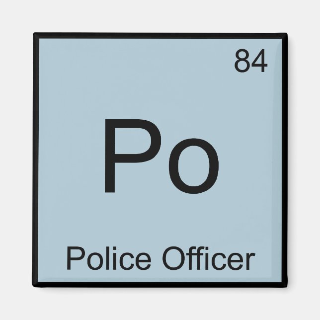 Aimant Po - Tee symbole d'élément de chimie pour policier (Devant)