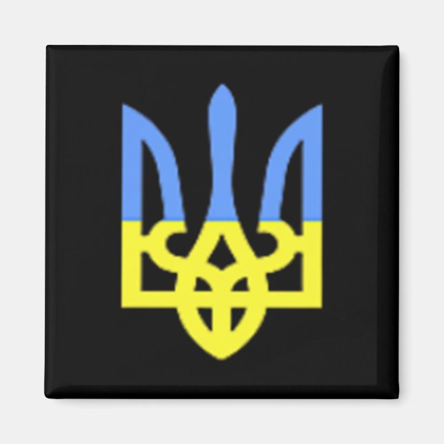 Aimant Poche Drapeau Ukrainien Bleu Et Jaune Herbe D'Ukra (Devant)