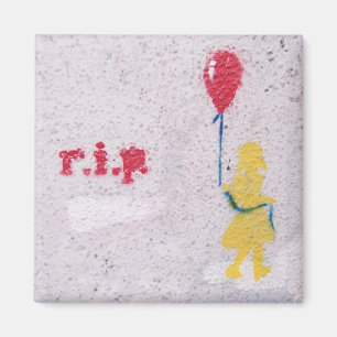 Aimant pochoir r.i.p. : fille au ballon rouge
