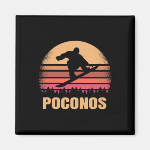 Aimant Poconos Pennsylvania Snowboard Vintage extérieur