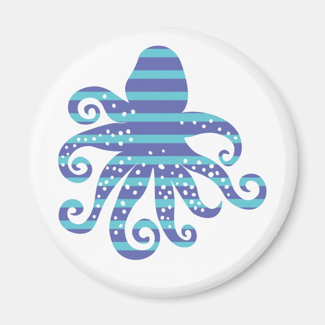 Aimant Poctopus à rayures bleues (Devant)