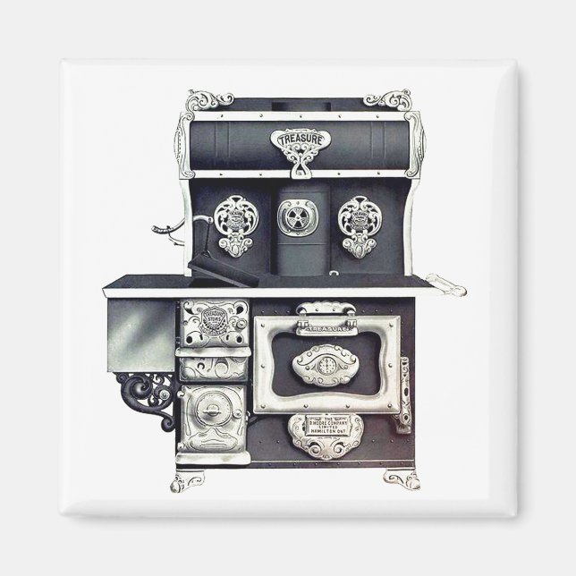 Aimant Poêle en fonte victorienne noir et argent (Devant)