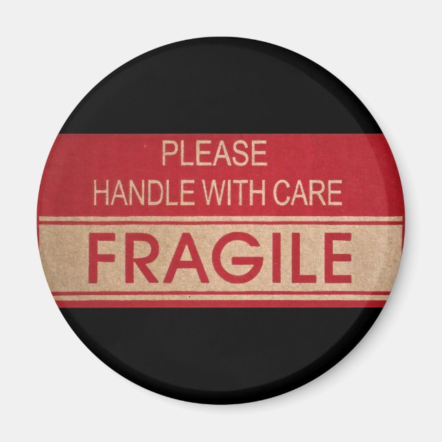 Aimant Poignée drôle avec soin, signe fragile (Devant)