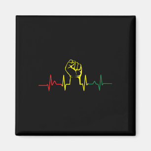 Aimant Poing Black Power Battement de coeur Fierté afro-a