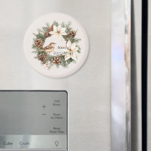 Aimant Poinsettia de Noël chaleureux et cosy Cônes de pin