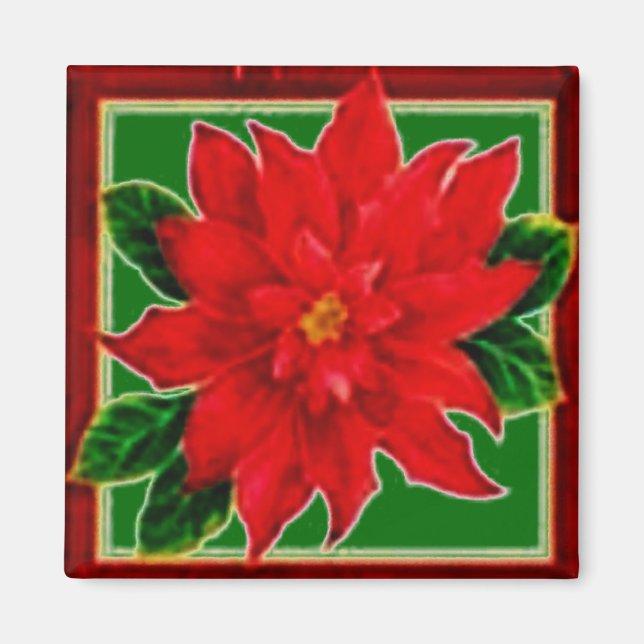 Aimant Poinsettia encadré (Devant)
