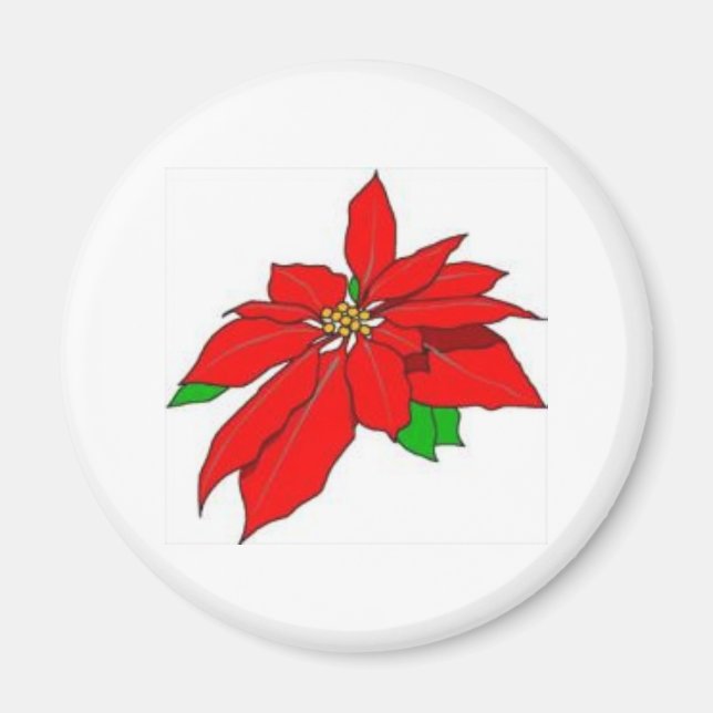 Aimant Poinsettia pour Noël (Devant)